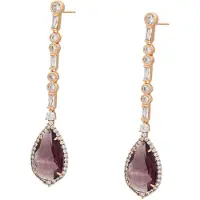 Faina Pendientes oro rosa / lila oscuro / transparente