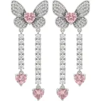 NAEMI Pendientes rosa / plata / transparente
