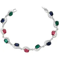 Faina Pulsera navy / esmeralda / rojo rubí / plata