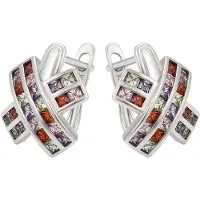 Faina Pendientes lila / rosa / rojo / plata
