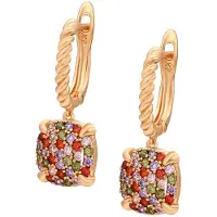 Faina Pendientes oro rosa / verde / lila / rojo