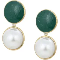 Faina Pendientes oro / verde oscuro / blanco perla