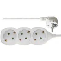 Emos Regleta de enchufes, 3 enchufes, 2 metros, con protección para niños, color blanco
