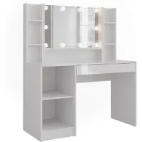 Vicco Tocador Sherry Blanco/Blanco alto brillo 119.8 cm con espejo, Model 57581