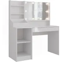 Vicco Tocador Sherry Blanco/Blanco alto brillo 119.8 cm con espejo, Model 57585