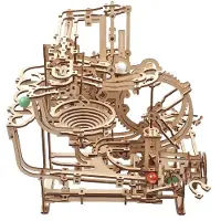 Ugears Juego De Construcción De Modelo Mecánico De Madera Con Elevador Escalonado Para Canicas