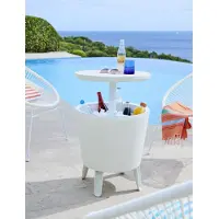 Keter Mesa de jardín Cool Bar con nevera integrada, color crema