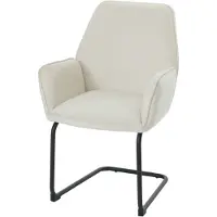 Mendler Silla de comedor/silla de cocina Freischwinger HWC-G67, tapizada en tela/textil MVG, color crema-beige