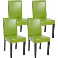 Mendler Juego de 4 sillas de comedor, sillas para la cocina, modelo Littau. Material: cuero sintético, color verde, patas oscuras
