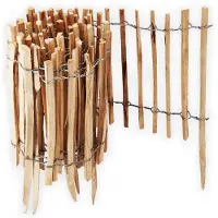 Aquagart Valla de madera de avellano, enrollable, de 15 metros de largo, con una altura de 50 cm y un espacio entre las listones de 4-6 cm. Ideal para cercar jardines