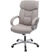 Mendler Silla de oficina HWC-A71, silla de escritorio giratoria, tapizada en cuero sintético, con color gris taupé