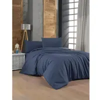 L'essentiel Maison L'Essentiel, Juego de sábanas de algodón ranforce, color azul oscuro, tamaño King, para cama (Francia), 100% algodón ranforce, azul oscuro, 240 x 220 cm