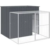 vidaXL Caseta para perros con zona de acceso, color antracita, 214x253x181 cm, acero galvanizado