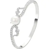 NAEMI Pulsera plata / blanco perla