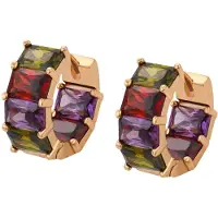 Gaya Pendientes oro / verde / lila / rojo rubí