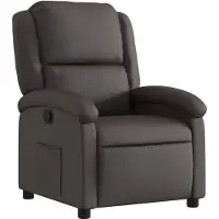 vidaXL Sillón reclinable, color marrón oscuro, cuero genuino