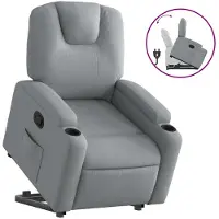 vidaXL Sillón reclinable Relax de , con ayuda para levantarse, color gris claro, tapizado en tela