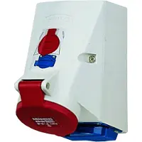 MENNEKES Caja de pared 16A 5P, 6H, 400V, IP44, 1649, doble caja, sistema TwinContact