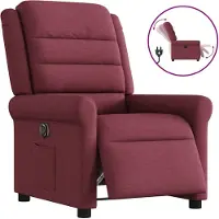 vidaXL Sillón reclinable eléctrico, color burdeos, tapizado en tela