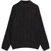 French Connection Half Zip Cable Charcoal Mel Talla: XS | Jerséis Outlet | Hombre | Negro