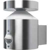 Osram Lámpara de pared cilíndrica ENDURA Style con sensor, 150 mm, 3000K, 660 lúmenes, 6W, diseño moderno en acero inoxidable, IP44, ideal para entradas y fachadas