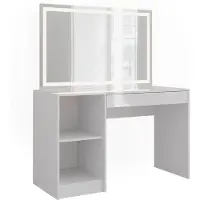 Vicco Tocador Sherry Blanco/Blanco alto brillo 119.8 cm con espejo LED, Model 57578