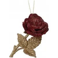 Kaemingk Adornos navideños de plástico con forma de rosa, 11,7 cm, unidad.