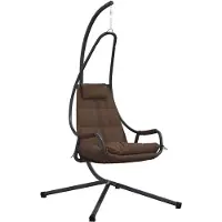 vidaXL Silla colgante en forma de huevo, acero, 94 x 107 x 196,5 cm, color café