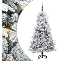 vidaXL Árbol de Navidad artificial plegable, blanco, 150 cm, fabricado con PE y PVC