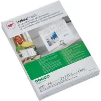 GBC fundas de laminacion | resistente a rayos UV | A4 | brillante | 2x150 micras | 100 unidades