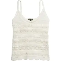 Superdry para mujer. W6012031A Top de crochet blanco (XL), Casual, Algodón, Sin mangas / Tirantes, outlet 2026.
