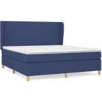 Syfax Cama box spring con colchón tela azul 160x200 cm