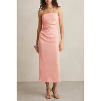 Reiss Ruched Dress Pink Talla: 8 | Vestidos Midi Outlet | Mujer | Rosa