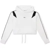FILA Rivoli Relaxed Cropped Graphic Hoodie Bright White-black Talla: M | Sudaderas con Capucha Outlet | Mujer | Blanco