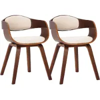 CLP , juego de 2 sillas de comedor Kingston, diseño ergonómico con respaldo acolchado, tapizadas en cuero sintético y estructura de madera, capacidad de hasta 150 kg, color: nogal/crema