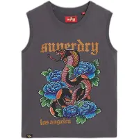 Superdry para mujer. W6011781A Camiseta sin mangas con strass Tattoo gris (M), Casual, Algodón, Sin mangas / Tirantes, outlet 2026.