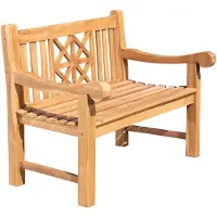CLP Banco de jardín de teca Florida. Banco con asiento ergonómico de madera maciza. Altura del asiento: 44 cm. Color: teca. Tamaño: 120 cm
