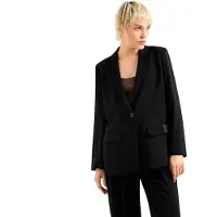 Armani Exchange para mujer. XW000941AF10872UC001 Blazer casual de color sólido con un solo botón y solapa con muescas de manga larga neg