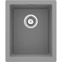 Deante Fregadero de granito, de un solo seno, para montaje en pared, 52,5x44 cm, color gris, modelo ELLA