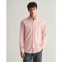 Gant para hombre. 3240060 Camisa Regular Fit de lino y algodón a rayas rosa (M), Casual, Manga larga, outlet 2026.