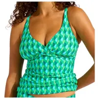 Seafolly - Women's Sorrento Multifit Wrap Front Tankini - Tankini size 34, multicolor