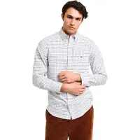 Gant para hombre. 3240255 Camisa Oxford Clásica Regular Fit A Cuadros Tattersall blanco (L), Casual, Manga larga, Algodón Orgánico, Sostenib