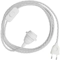 Creative Cables Pantalla De Lámpara Snakebis Twisted E14-juego De Cables Con Portalámparas. Cable Trenzado De Tela Y Enchufe De 2 Clavijas 3 M