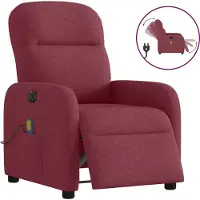 Syfax Sillón de masaje reclinable eléctrico tela rojo tinto