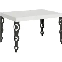 Itamoby Mesa extensible de 90 x 130/234 cm, estructura de Karamay, madera de fresno en blanco, con detalles en gris antracita