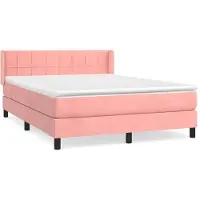 Syfax Cama box spring con colchón terciopelo rosa 140x200 cm