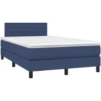Syfax Cama box spring con colchón tela azul 120x190 cm