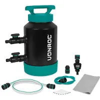 Vonroc Descalcificador de agua | Incl. caudalímetro, tiras reactivas, mangueras y conectores