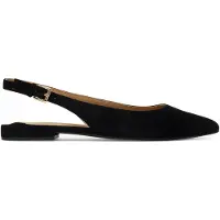 Ralph Lauren para mujer. 802967746001 Zapato destalonado plano Londyn de ante negro (37), Piel, Hebilla, Casual, Clásico, Lauren Ralp