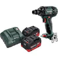 Metabo Atornillador de impacto a batería SSW 18 LTX 300 BL 18 V 300 Nm 1/2" sin escobillas + 2 baterías LiHD de 5,5 Ah + cargador